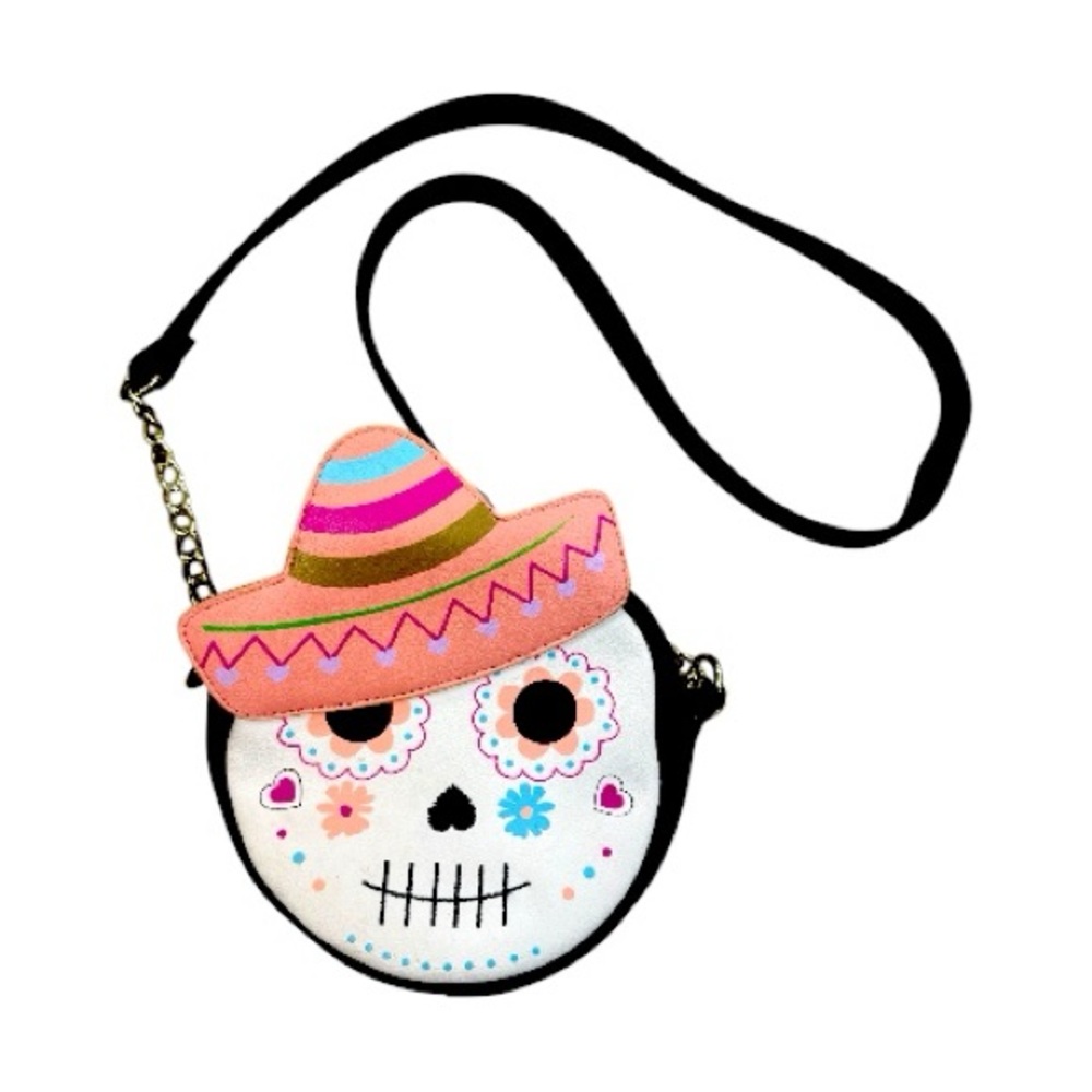 Betsey Johnson Sugar Skull Rare Crossbody Bag with Sombrero Dia De Los Muertes